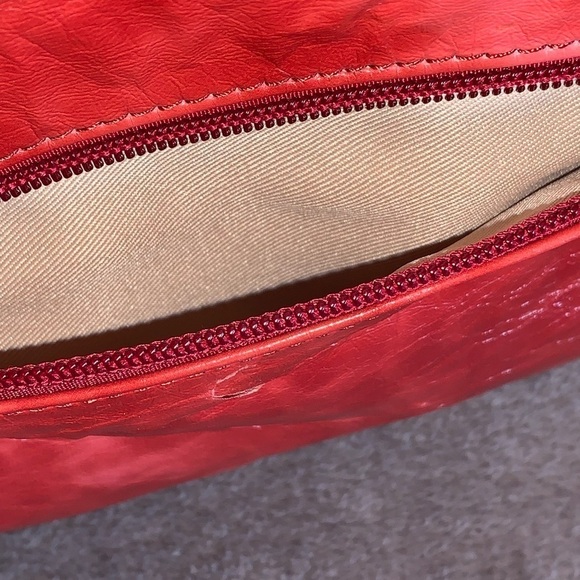 Faux Leather woven studded Large Clutch Purse in Wine Red - Picture 5 of 11